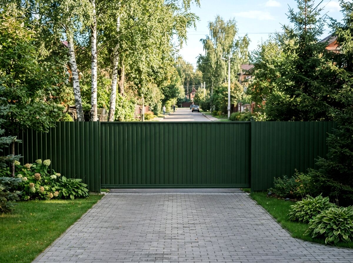 Откатные ворота 4,5 м, профнастил, г. Клин